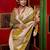 green thread embroidered jacquard silk blend saree