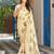 yellow thread embroidered silk blend saree