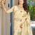 yellow thread embroidered silk blend saree