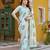 blue thread embroidered silk blend saree with blouse
