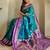 blue silk blend zari weaving saree with blouse