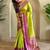 lime green zari weaving silk blend saree with blouse