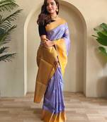 lavender silk blend zari weaving saree with blouse
