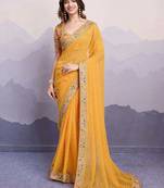 yellow bandhani printed saree with blouse
