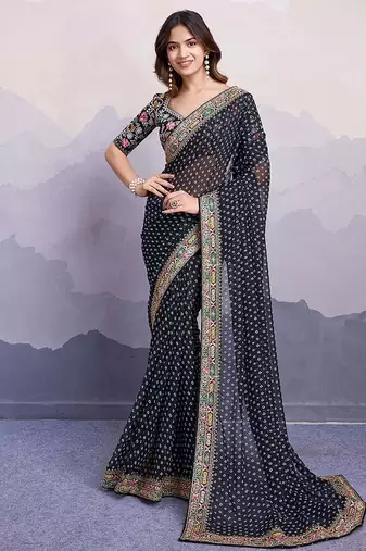 black georgette saree with blouse