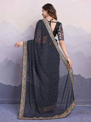 black georgette saree with blouse 3