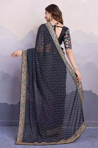 black georgette saree with blouse