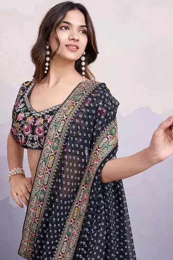 black georgette saree with blouse