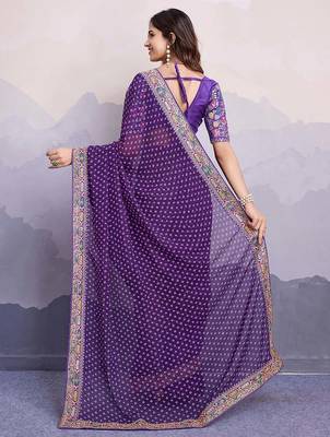 purple georgette saree with blouse 3