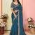 blue organza zari embroidered saree with blouse