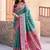 teal green zari weaving silk blend saree with blouse