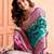 teal green zari weaving silk blend saree with blouse