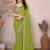 parrot green georgette thread embroidered saree