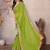parrot green georgette thread embroidered saree