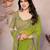 parrot green georgette thread embroidered saree