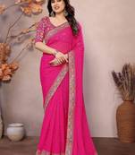 rani pink sequins georgette saree with blouse