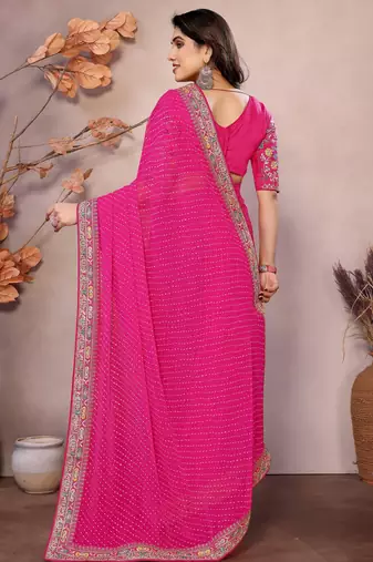 rani pink sequins georgette saree with blouse
