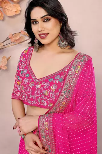 rani pink sequins georgette saree with blouse