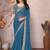 teal blue leheriya printed saree with blouse