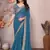 teal blue leheriya printed saree with blouse