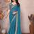teal blue leheriya printed saree with blouse