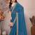 teal blue leheriya printed saree with blouse