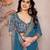 teal blue leheriya printed saree with blouse