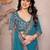 teal blue leheriya printed saree with blouse