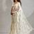 Off white handwork zarkan border work satin silk party wear saree