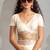 Off white handwork zarkan border work satin silk party wear saree