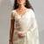 Off white handwork zarkan border work satin silk party wear saree