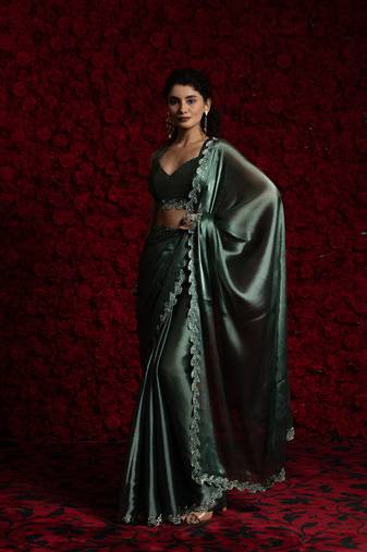 Rama zarkan handwork tissue silk festival wear saree with blouse