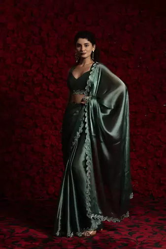 Rama zarkan handwork tissue silk festival wear saree with blouse