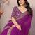 purple zari embroidered georgette saree with blouse