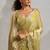 Green handwork zarkan border work satin silk party wear saree