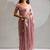 Pink handwork zarkan border work satin silk party wear saree