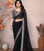 black leheriya print saree with blouse