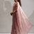 Pink handwork zarkan border work satin silk party wear saree