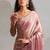 Pink handwork zarkan border work satin silk party wear saree