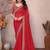red georgette zari embroidered saree with blouse
