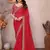 red georgette zari embroidered saree with blouse