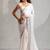 White heavy zarkan handwork satin georgette saree with blouse piece