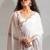 White heavy zarkan handwork satin georgette saree with blouse piece