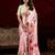 peach satin floral printed saree with blouse