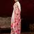 peach satin floral printed saree with blouse