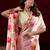 peach satin floral printed saree with blouse