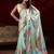 pista green floral printed satin saree with blouse