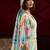 pista green floral printed satin saree with blouse