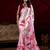 light pink satin pearl work saree with blouse