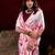 light pink satin pearl work saree with blouse